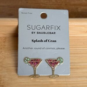 NWT SUGARFIX by BaubleBar Pink Martini Glass “Splash of Cran” Cosmos Earrings